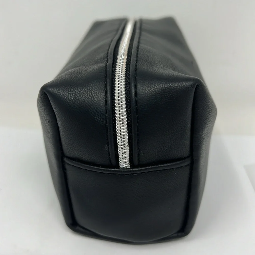 Dior Christian Dior Vegan Black Leather Zip Cosmetic Clutch Pouch